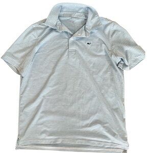 Vineyard Vines Blue and White Striped Performance Polo Shirt